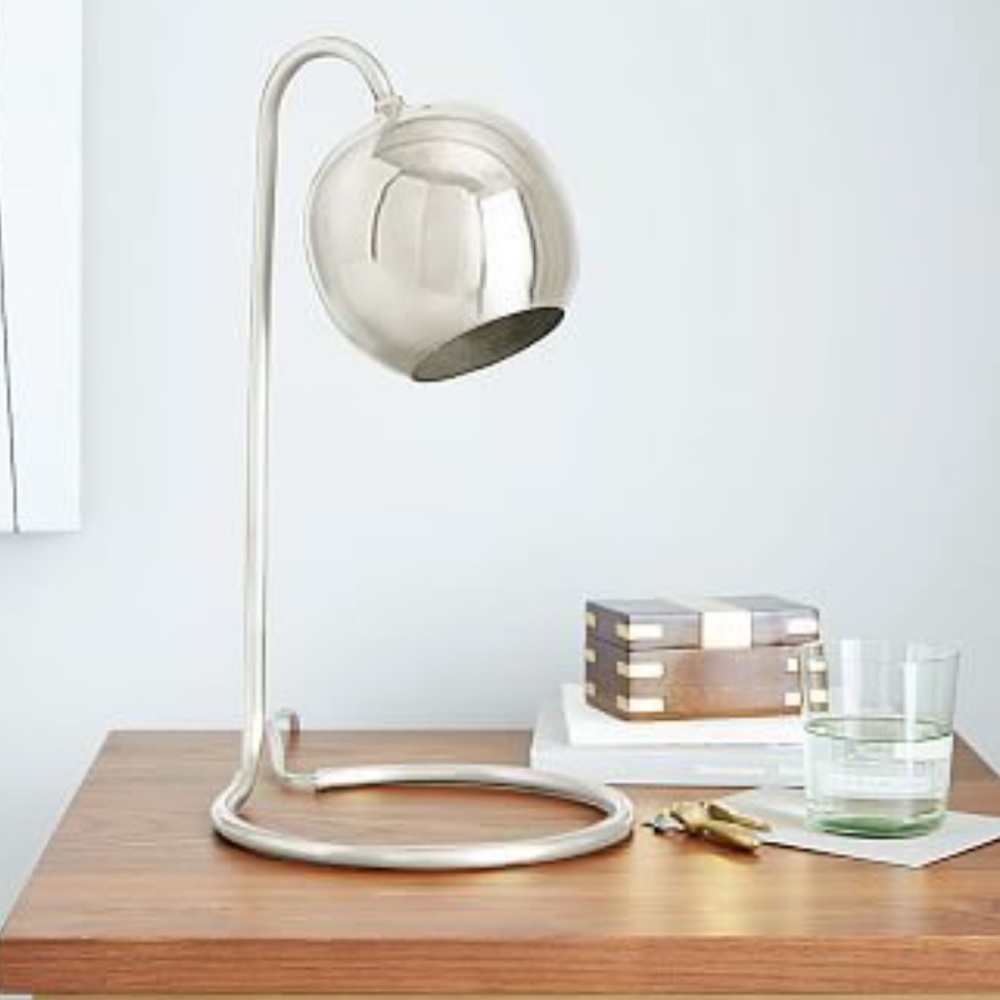 West Elm Silver Scoop Lamp (16.5”)